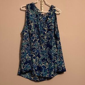 Lane Bryant Blue and Green Floral Tank Top